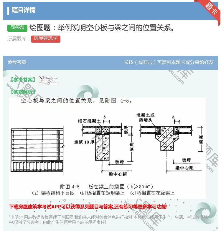 答案:绘图题举例说明空心板与梁之间的位置关系...