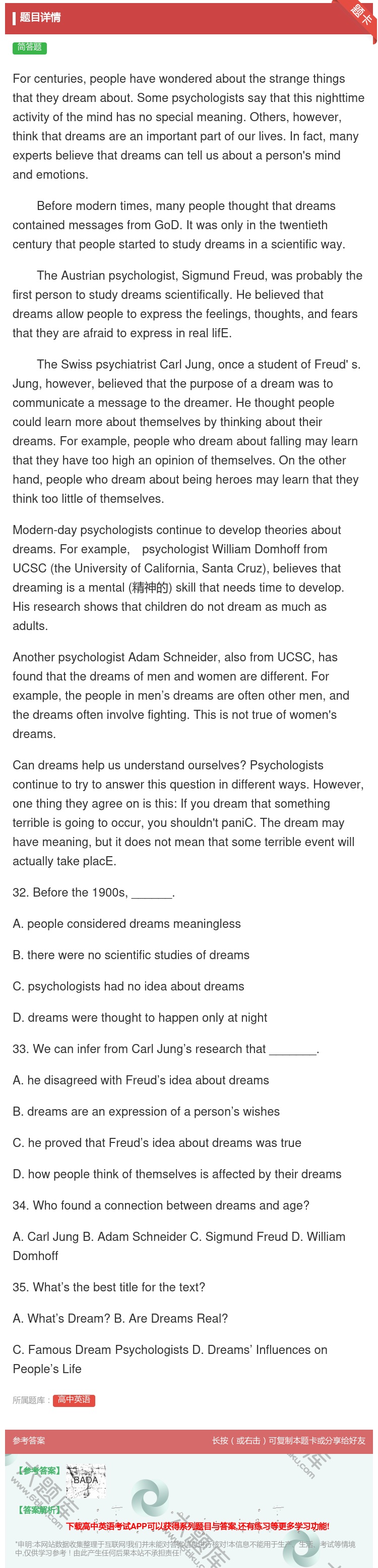 答案:Forcenturiespeoplehavewondered...