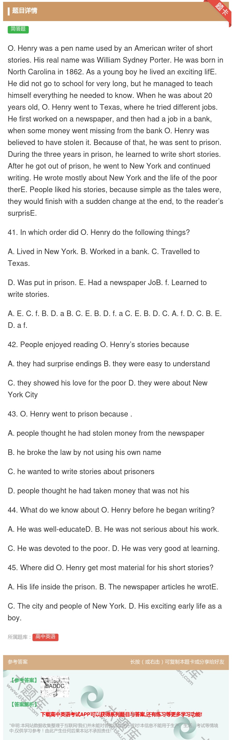 答案:O.HenrywasapennameusedbyanAmer...
