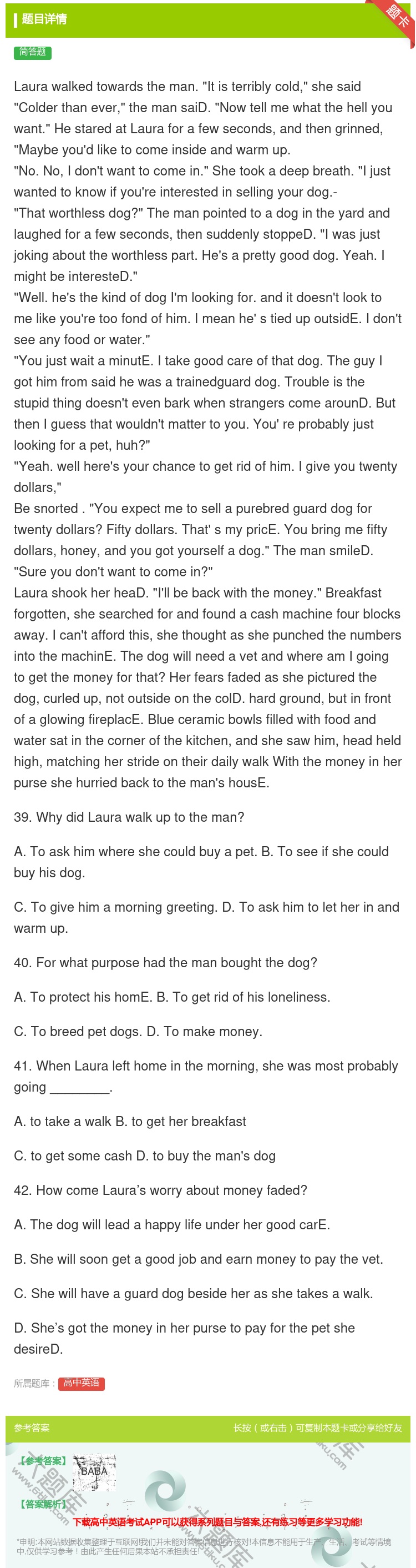 答案:Laurawalkedtowardstheman.Itist...